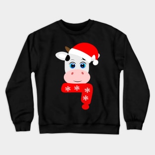 Cow Reindeer Hat Santa Christmas Lights Crewneck Sweatshirt